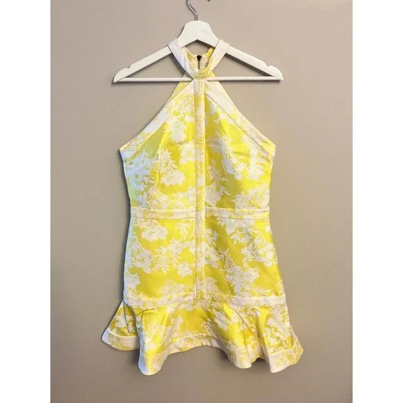 Alexis Solana Yellow Jacquard Mini Dress - Picture 2 of 11